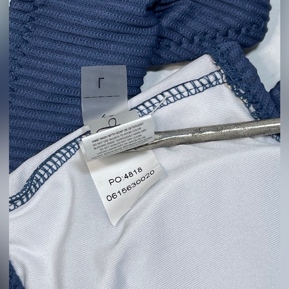 NWT Cupshe Deep Love Solid Bikini Set Tie Knot Mid Slate Ribbed Blue Size L - Picture 10 of 11